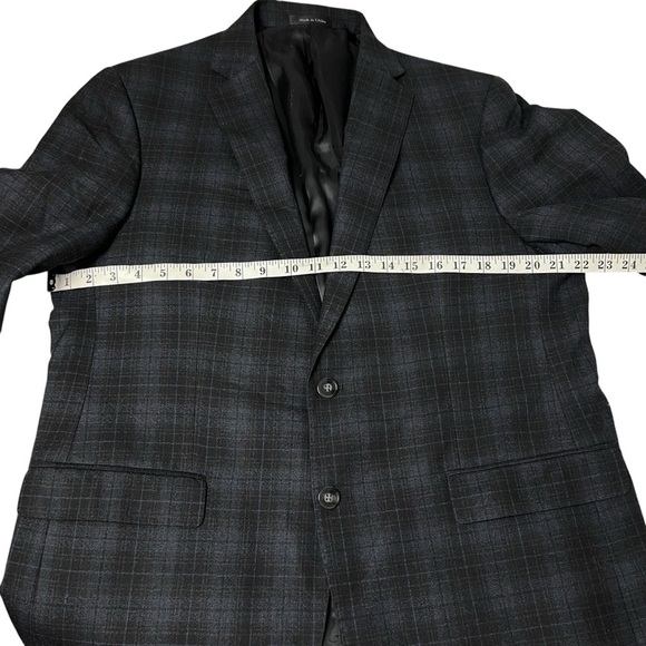 Calvin Klein Men’s Plaid Blazer Blue Two Button Wool Sport Coat Jacket Size 44R - Picture 8 of 10